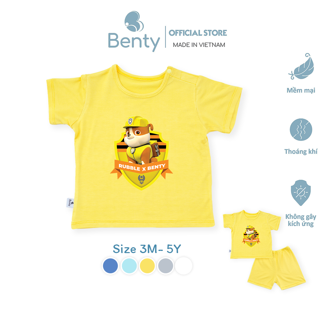 Bộ cộc tay cài vai in hình Paw Patrol BENTY cotton mềm mịn co giãn