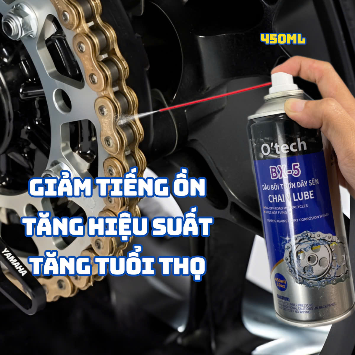 Chai xịt dưỡng sên, bôi trơn xích xe máy chống văng, chống rỉ sét O’tech BX-5 Chain Lube