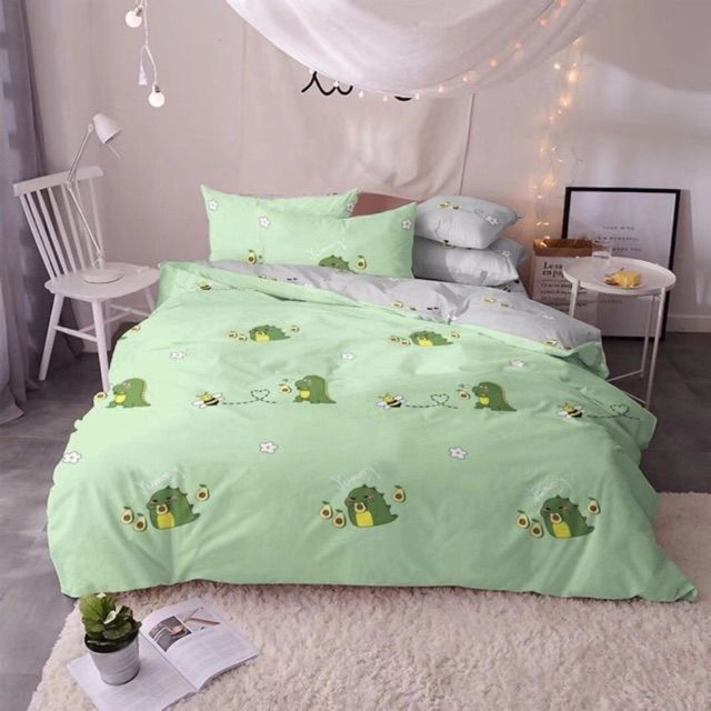 Cotton Poly Bộ Chăn Ga Gối Khủng Long Bơ Bộ Chăn Ga Gối Cao Cấp Nhập Khẩu 5 Món, 4 Món Bộ Sản Phẩm Chăn Ga Gối Nệm Nhiều Kích Thước Dùng 4 Mùa Gồm 1 Ga, 1 Vỏ Chăn, 02 Vỏ Gối (Có Lựa Chọn Mua Thêm Vỏ Gối Ôm)