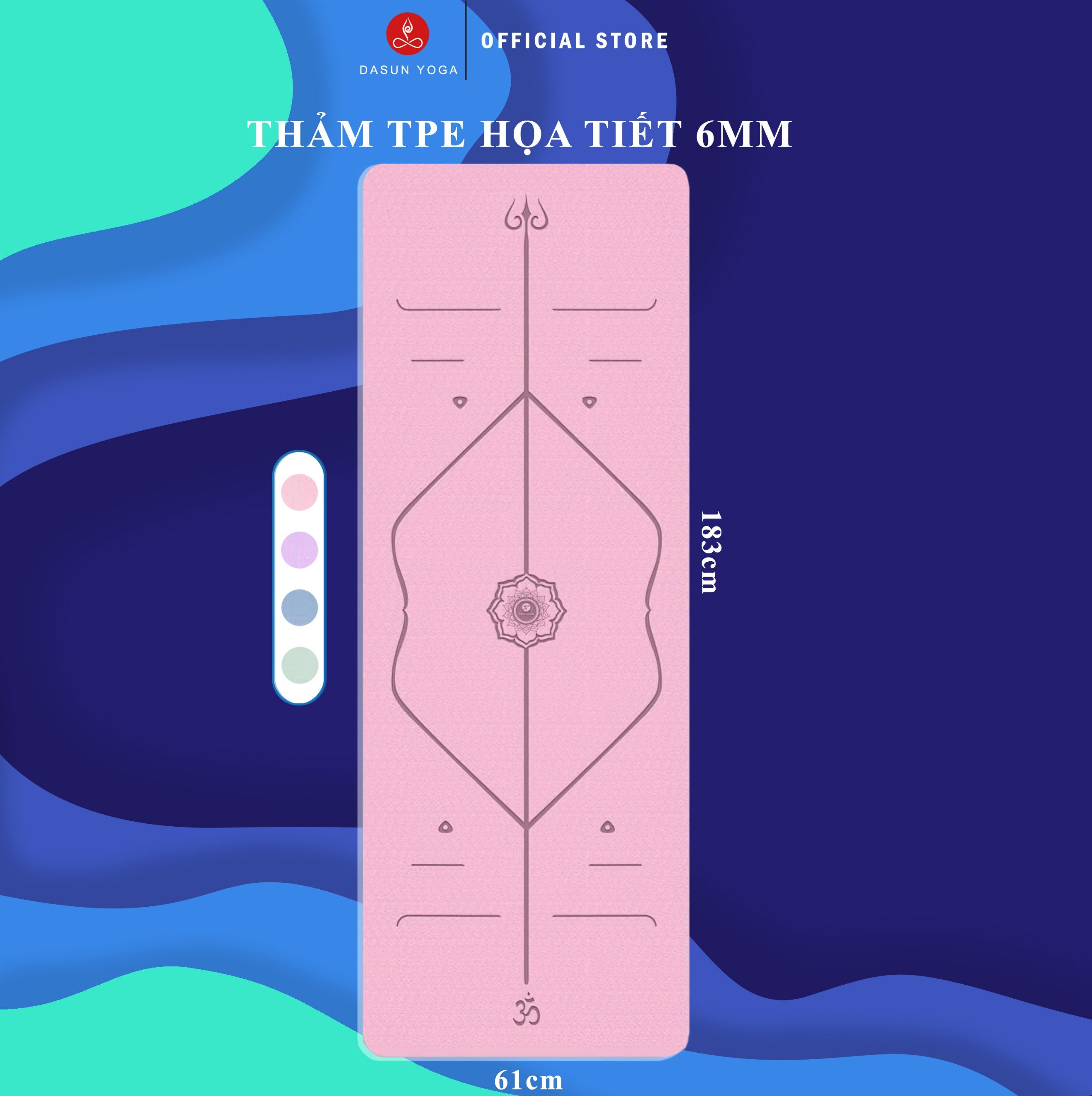 Thảm tập Yoga Định tuyến TPE 6mm PIDO Cao Cấp - Tặng kèm túi đựng và dây buộc