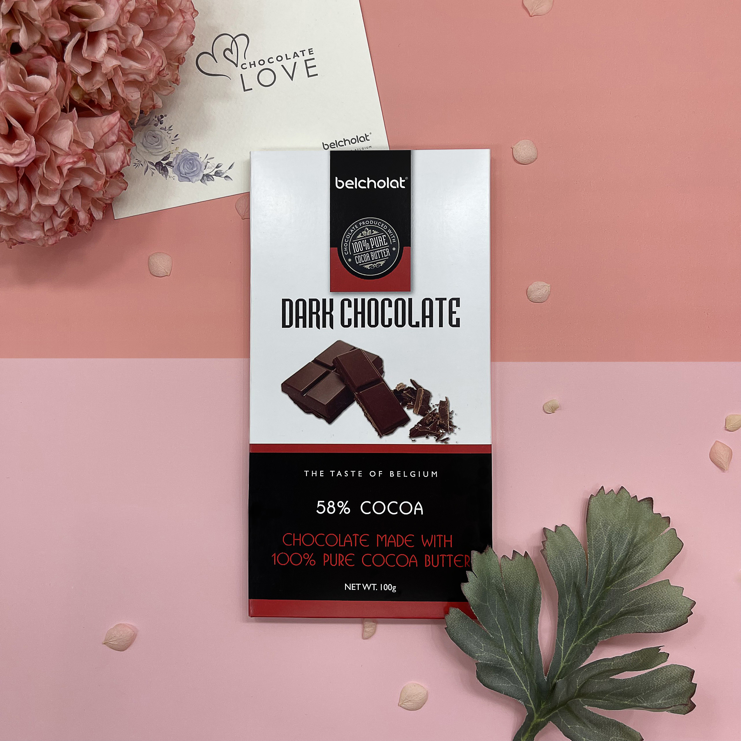 Socola thanh đen 58% cacao Belcholat 100g, Dark Chocolate 58% cocoa Belcholat 100g