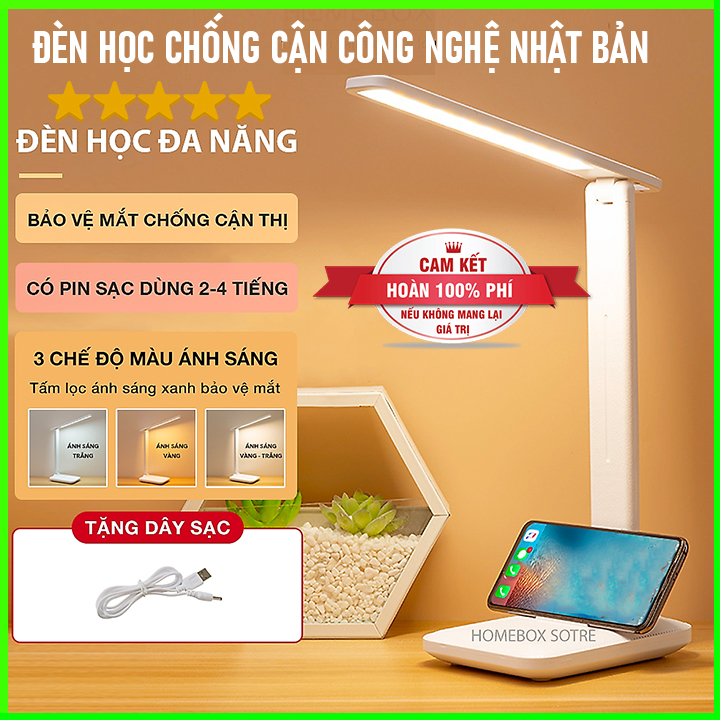 Đèn để bàn học, đèn học sinh, đèn led đọc sách, đèn sạc pin, đèn tích điện, đèn học để bàn, đèn học chống cận thị - hàng chính hãng