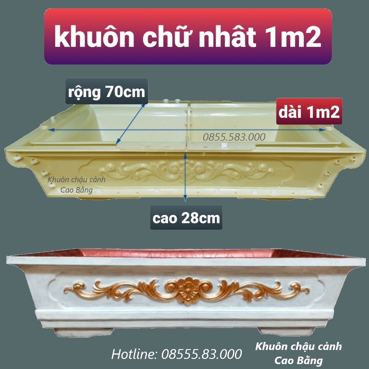 Khuôn đúc chậu cảnh chữ nhật 1m2