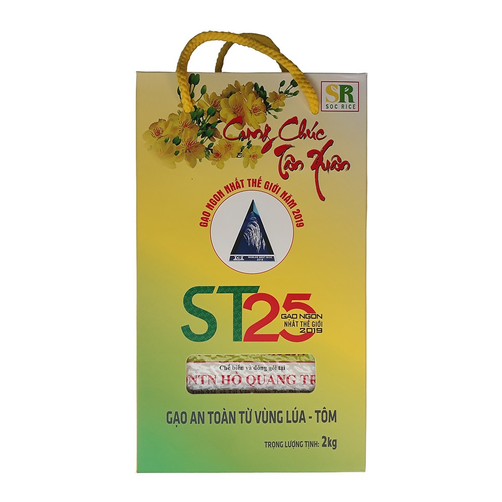 Gạo st25 lúa tôm hảo hạng chính hãng hồ quang cua - hộp 2kg