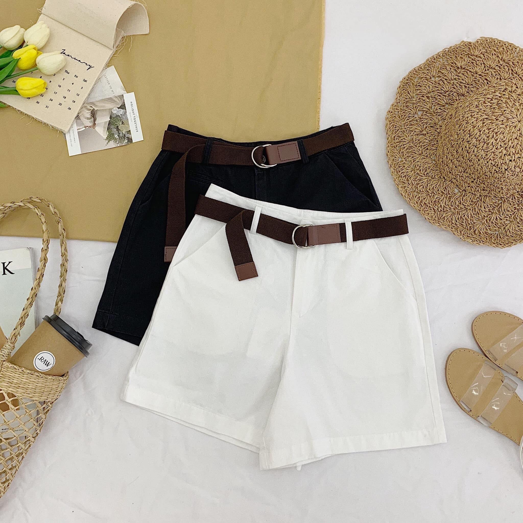 [ XẢ HÀNG đến 0h] Quần kaki lưng cao TẶNG KÈM DÂY THẮT LƯNG TRỊ GIÁ 25K, Quần short kaki, Quần short, Quần short nữ, Mino Boss