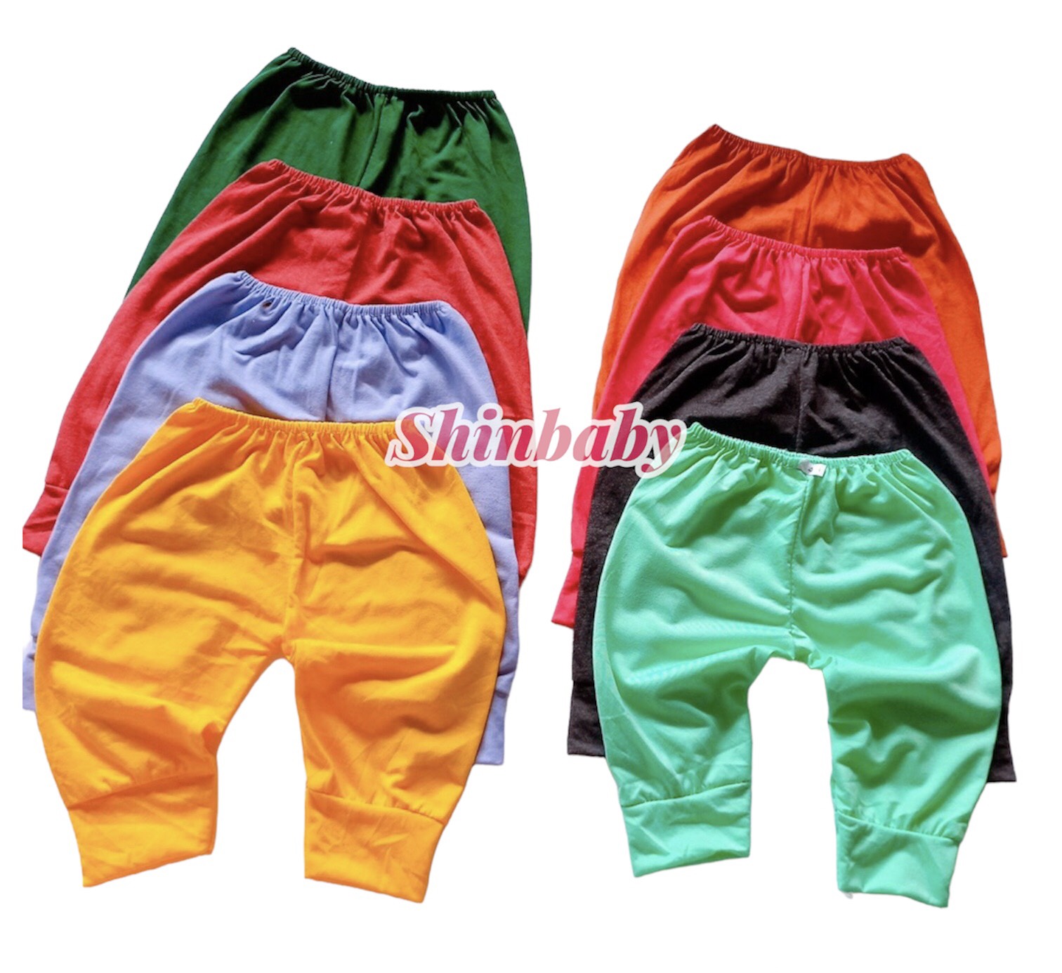 Set 10 quần dài trơn nhiều màu vải cotton mỏng mềm mát thoải mái cho bé