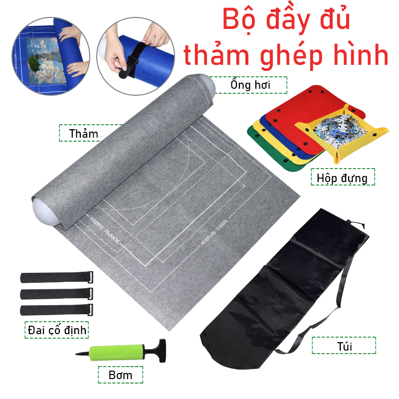 Thảm Ghép Xếp Hình 1000 1500 2000 3000 6000 Mảnh, Thảm Nỉ Chuyên Dụng Dành Cho Ghép Hình
