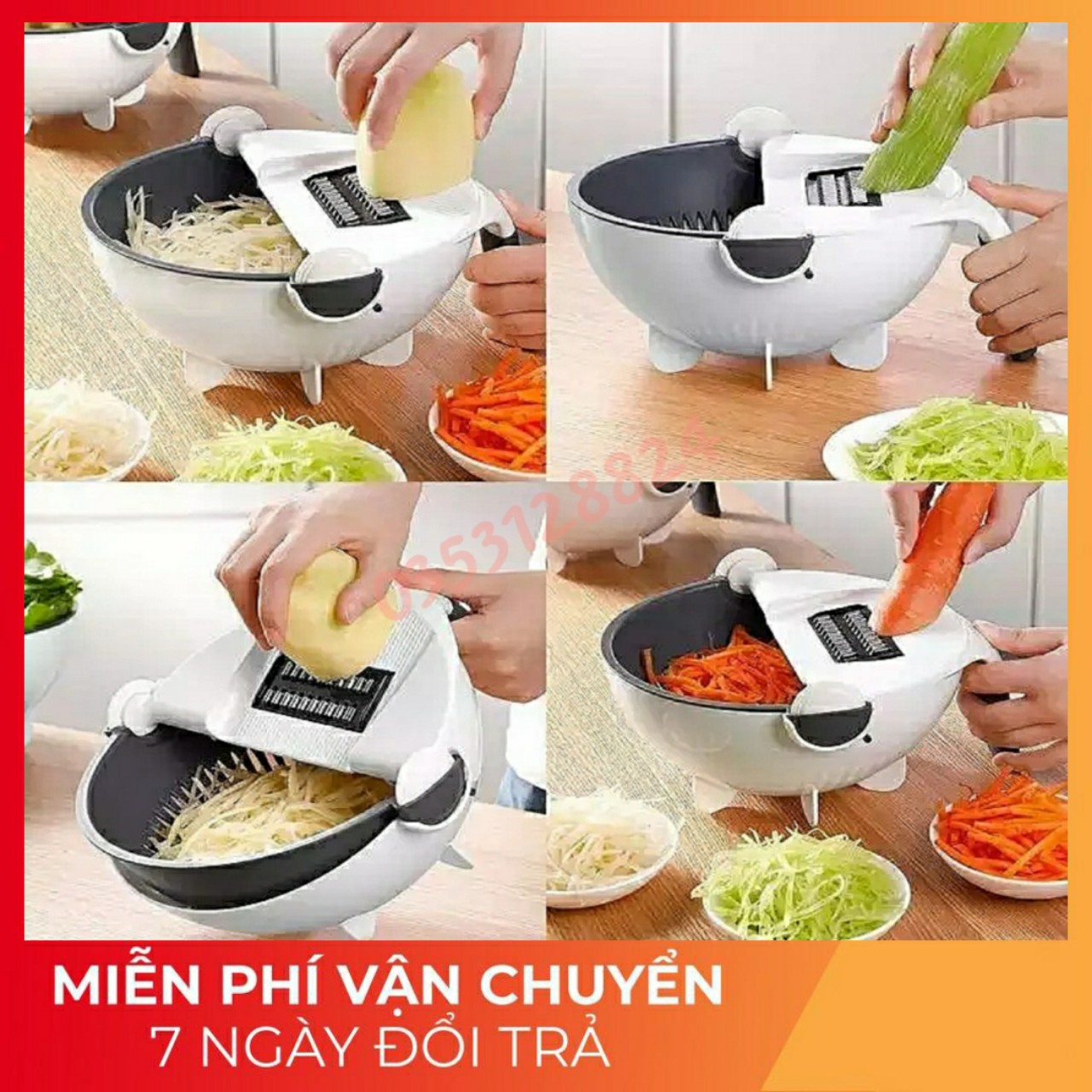 [HCM]Rổ thái rau củ quả 9 trong 1 tiện lợi Bộ dụng cụ nạo hoa quả bộ gọt rau củ nhà bếp đồ gia dụng thông minh dụng cụ đa năng Bàn bào rau củ BẢO HÀNH 6 THÁNG