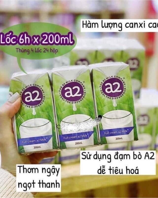 Sữa tươi a2 úc pha sẵn vỉ 6 hộp x 200ml chính hãng
