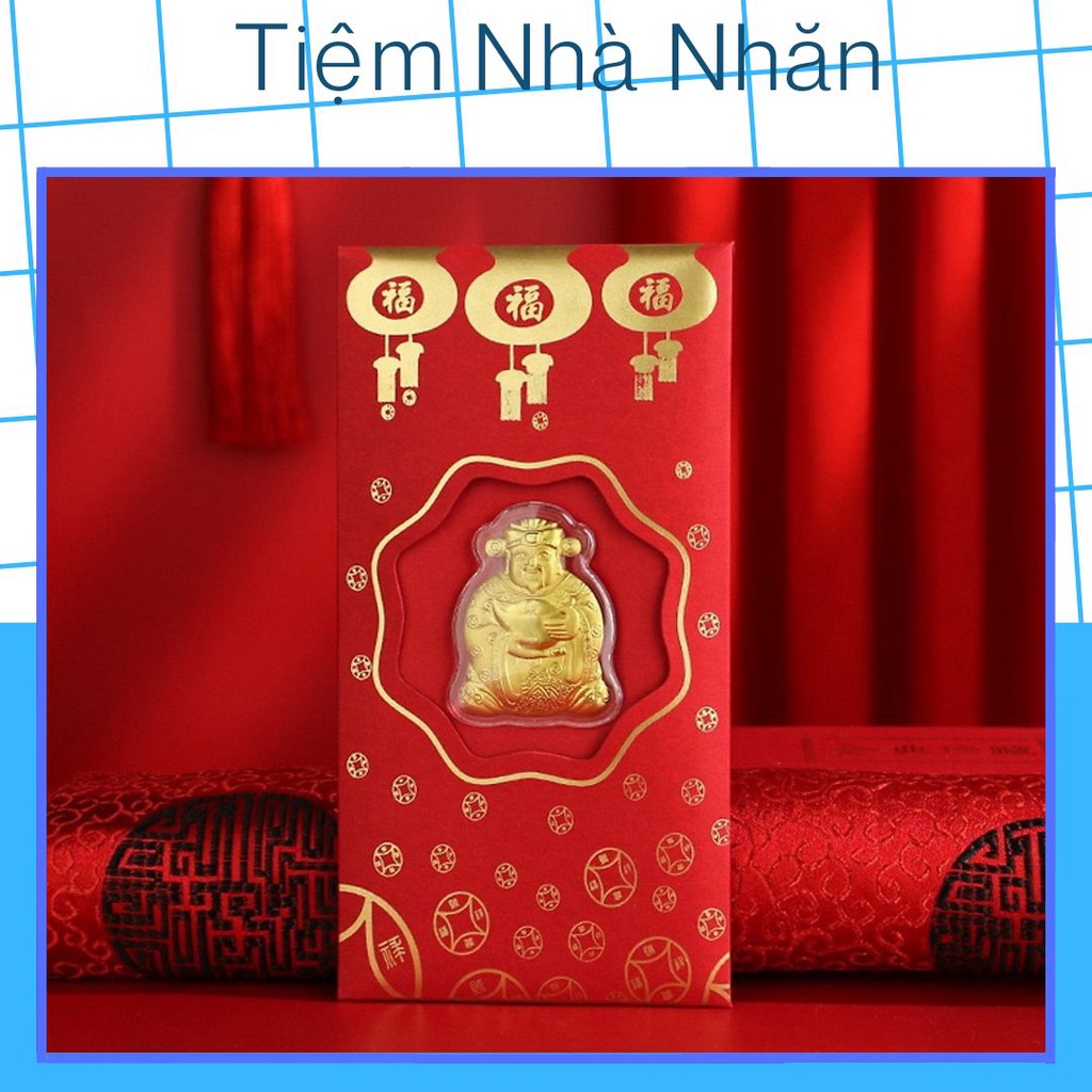 Bao lì xì thần tài mạ vàng, lì xì thần tài may mắn loại 1