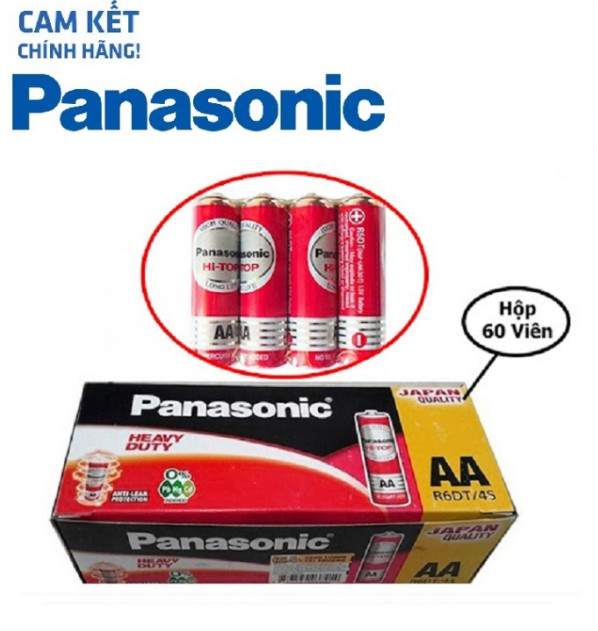 Hộp 60 viên pin panasonic aa cacbon đỏ r6dt/4s hàng chính hãng date mới