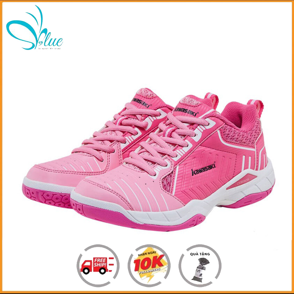 Giàycầu lông nam nữ Kawasaki K162 chống lật cổ chân,bảo hàng 12 tháng-giày chơi bóng chuyền- pink