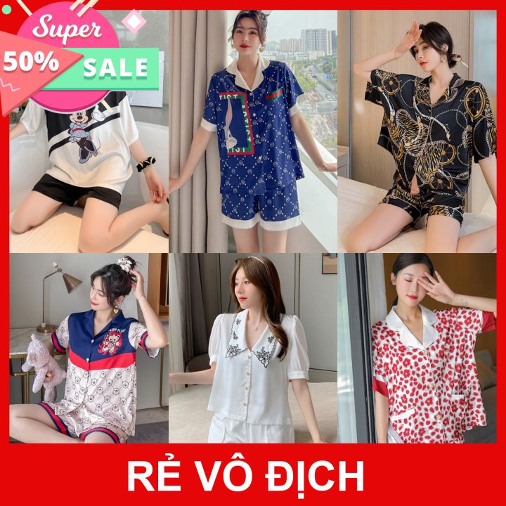 [HCM]Đồ Bộ Pizama Mặc Nhà Vải Lụa Ngắn - Set Bộ Pijama Ngủ Nữ Ngắn Nhiều Họa Tiết Siêu Hot Siêu Xinh - Sleepwear Form Quảng Châu Cập Nhật Mã Mới Thường Xuyên