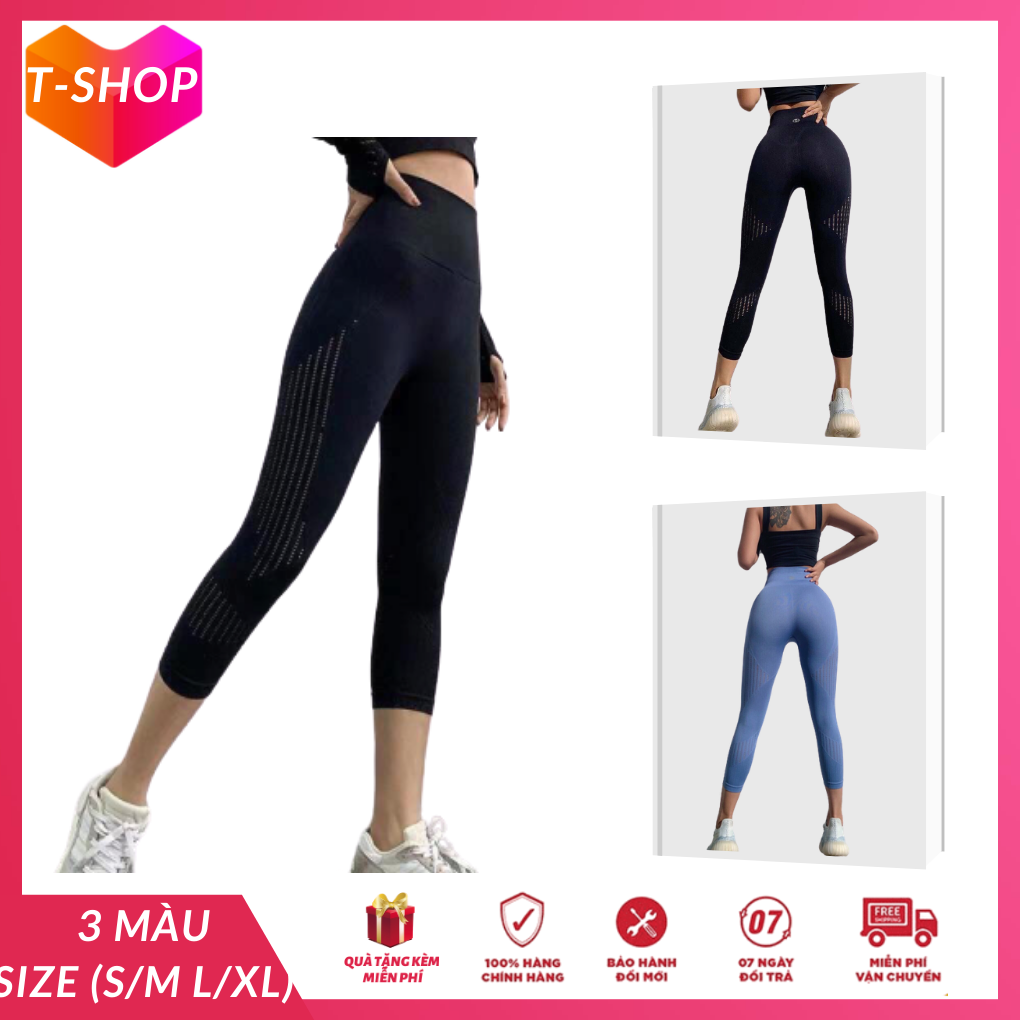 [HCM]Quần lửng tập yoga đục lỗ thoáng mát có 3 màu như hình siêu đẹp đồ tập gym xuất xịn-CR011