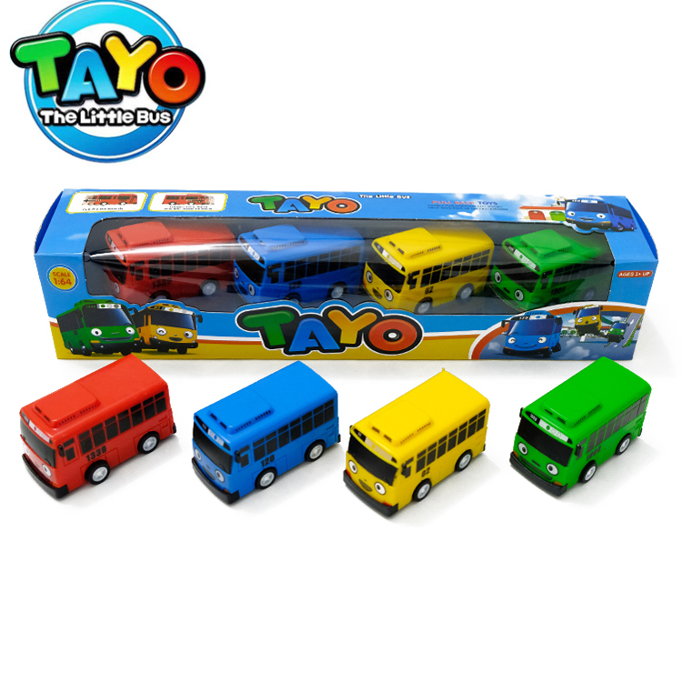 Xe ô tô buýt Tayo the little bus đồ chơi trẻ embộ 4 chiếc 4 màu khác nhau