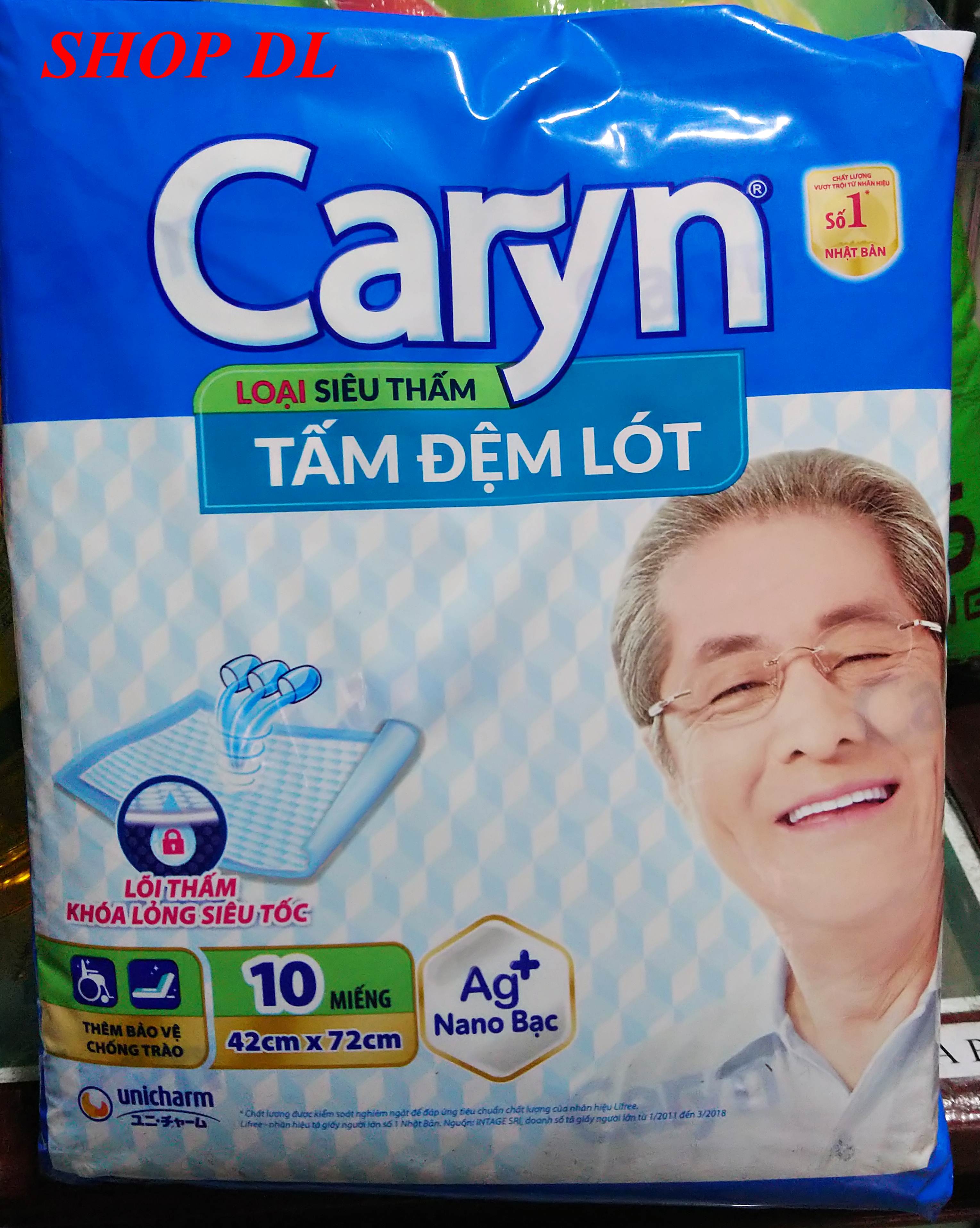 Tấm đệm lót Caryn loại siêu thấm size L 10 miếng (kích thước 42cm x 72cm)