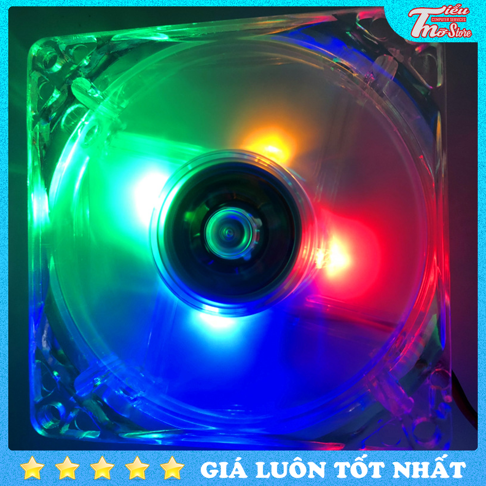 Quạt Led 4 màu 8cm - 12 cm - Fan case led USB 4pin + Kèm ốc