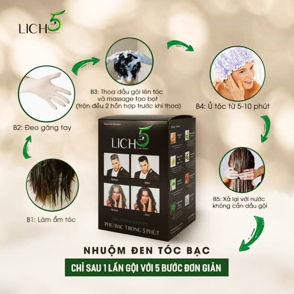 Dầu Gội Đen Tóc Thảo Dươc LICH 5