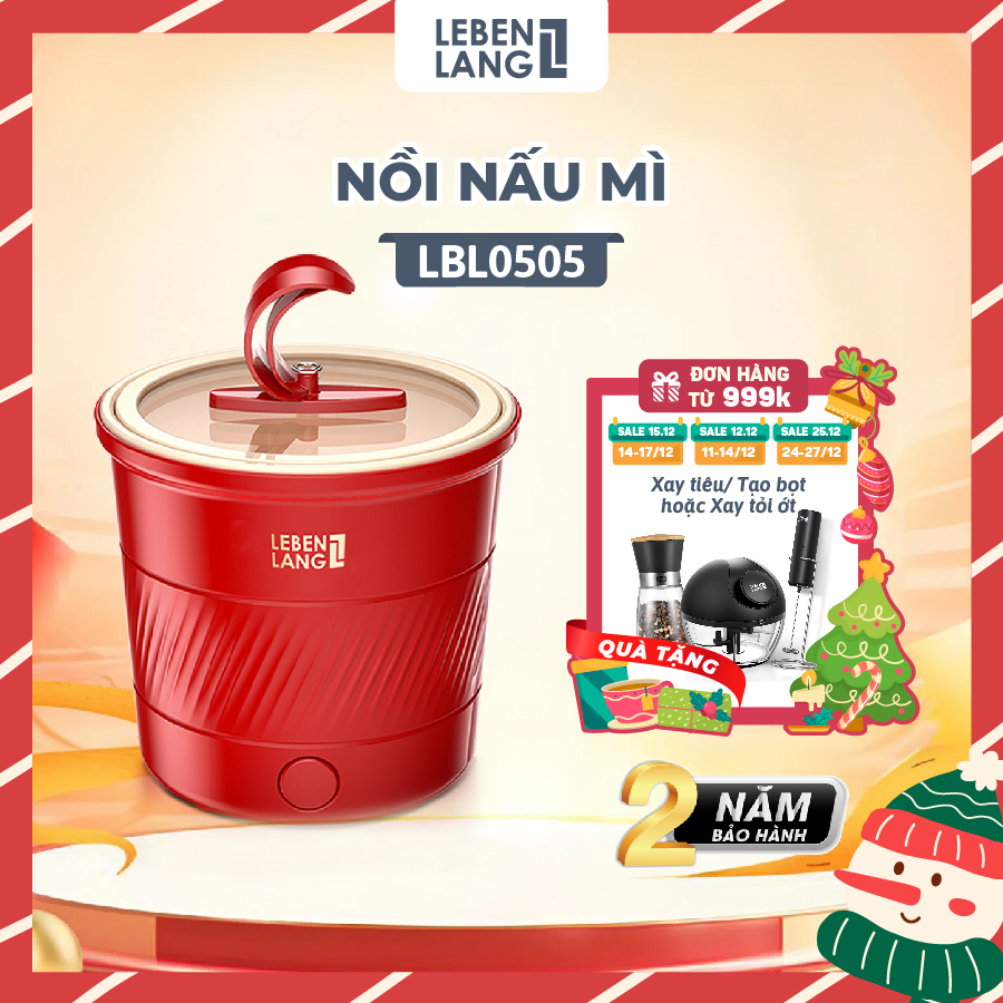  Nồi nấu mì mini Lebenlang LBL0505 nồi lẩu điện đa năng 600W dung tích 1100ml thiết kế nhỏ gọn bảo hành 2 năm - hàng chính hãng 
