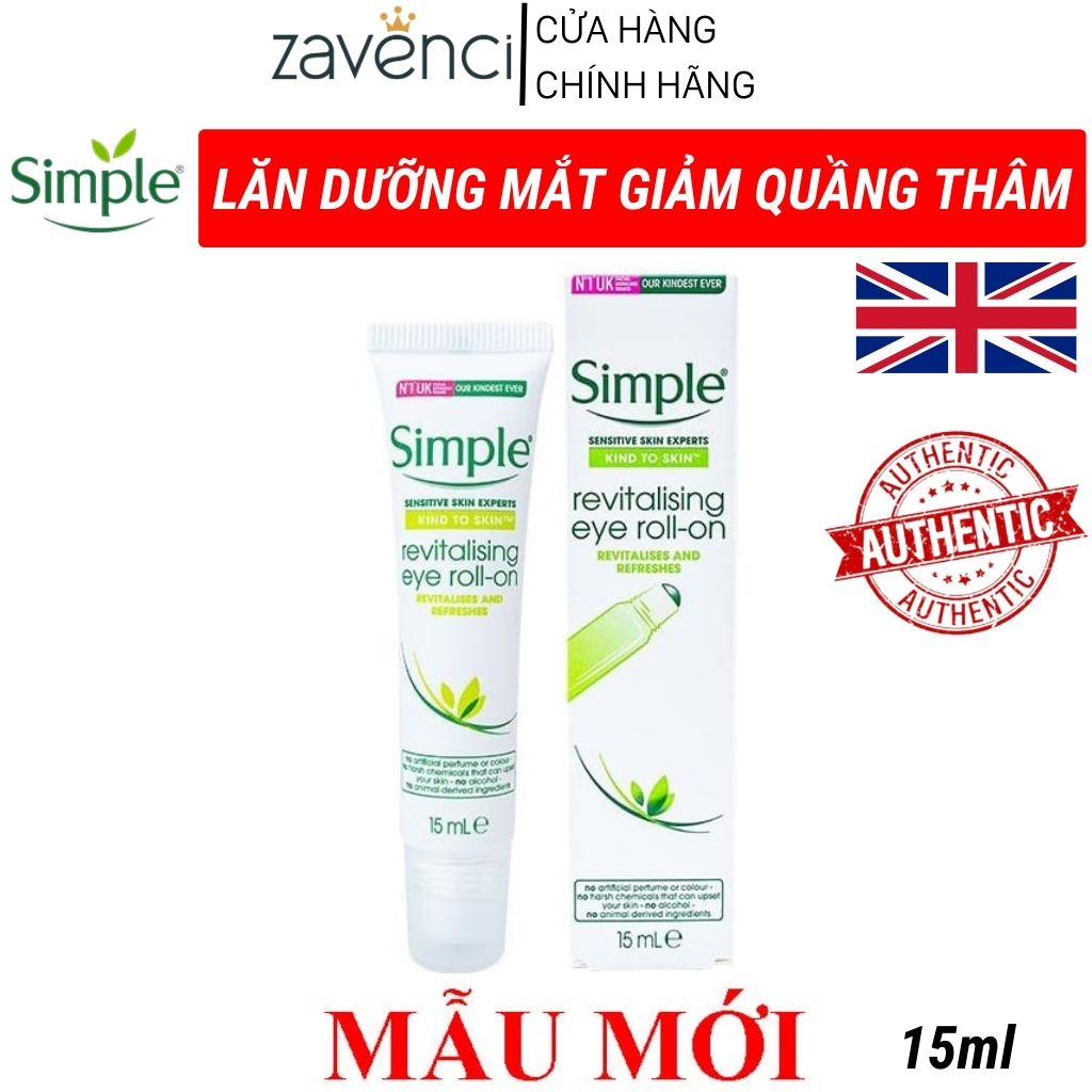 Lăn dưỡng mắt simple zavenci kind to eyes giảm thâm bọng mắt thích hợp mọi loại da (15ml)