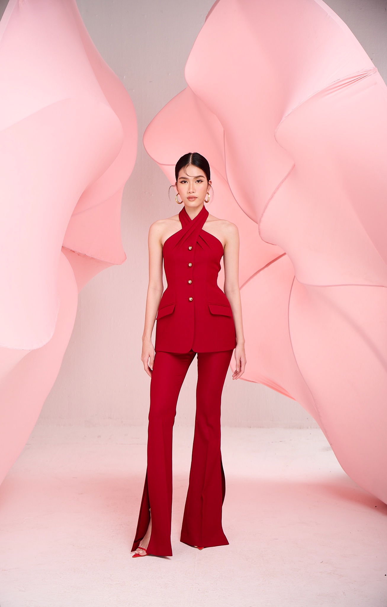 Larmes - áo cổ yếm aurora và quần ống loe ivy