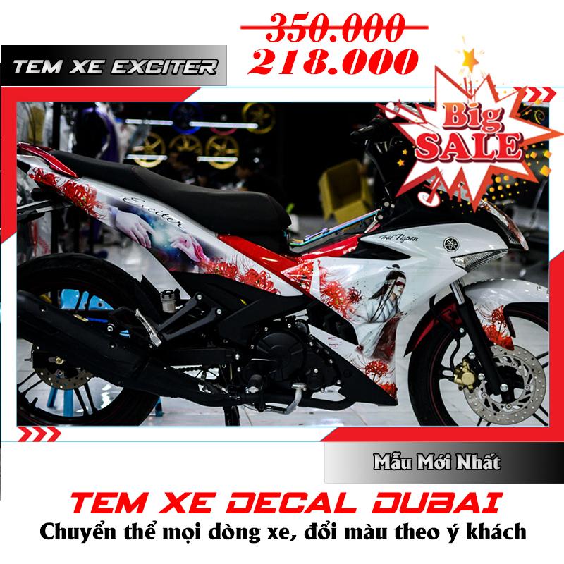Tem phủ exciter 150 trăng đỏ bỉ ngạn