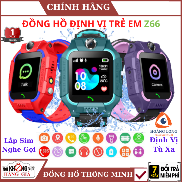Đồng hồ Định vị Trẻ em định vị Z66 Có thể lắp sim nghe gọi Chống nước tích hợp sim 4g-Lắp sim nghe gọi, định vị, chụp ảnh - đồng hồ định vị trẻ em-Bảo hành 1 đổi 1