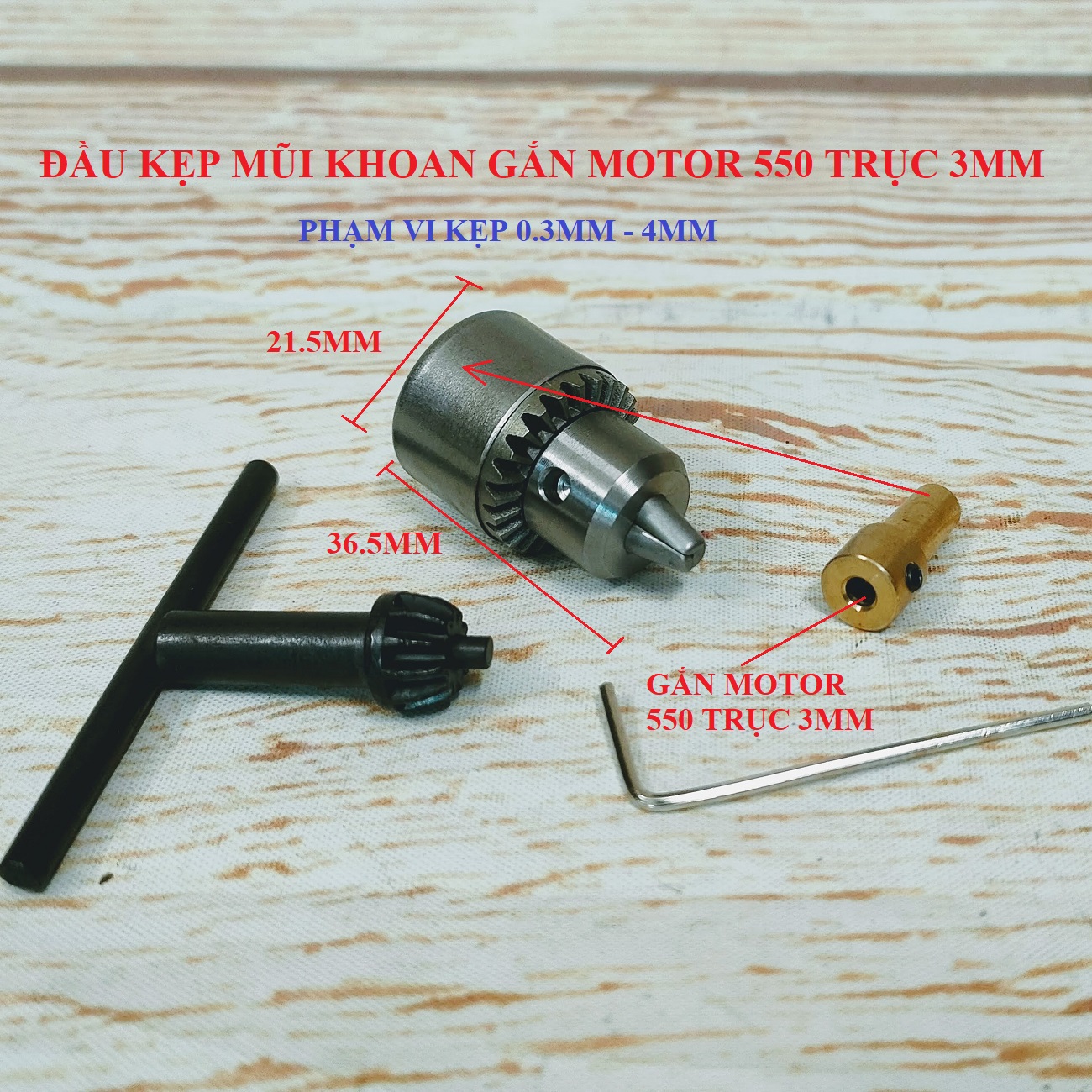 SV Bộ đầu kẹp mũi khoan 0.3mm-4mm gắn motor trục 3mm