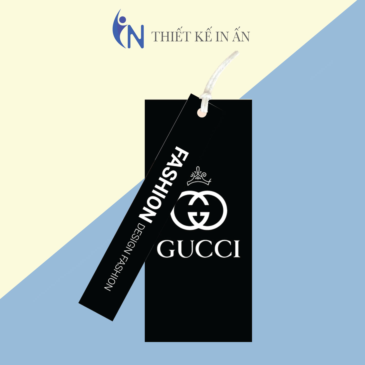 [HCM]Mác quần áo Tag nhãn quần áo  IN GIÁ RẺ cho shop bán hàng quần áo thời trang bìa cứng cán màng chất lượng cao- Set Gói 100 bộ - size 3.6x9cm và 1.5x9cm