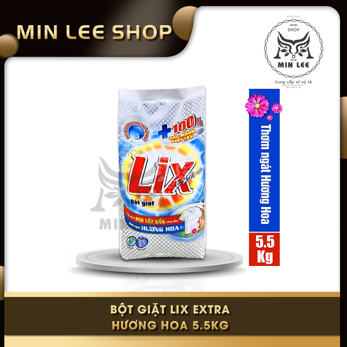 Bột Giặt Lix Extra Hương Hoa 5.5kg, Làm Sạch Mọi Vết Bẩn Cứng Đầu, Hương Hoa Thơm Mát Lâu Dài