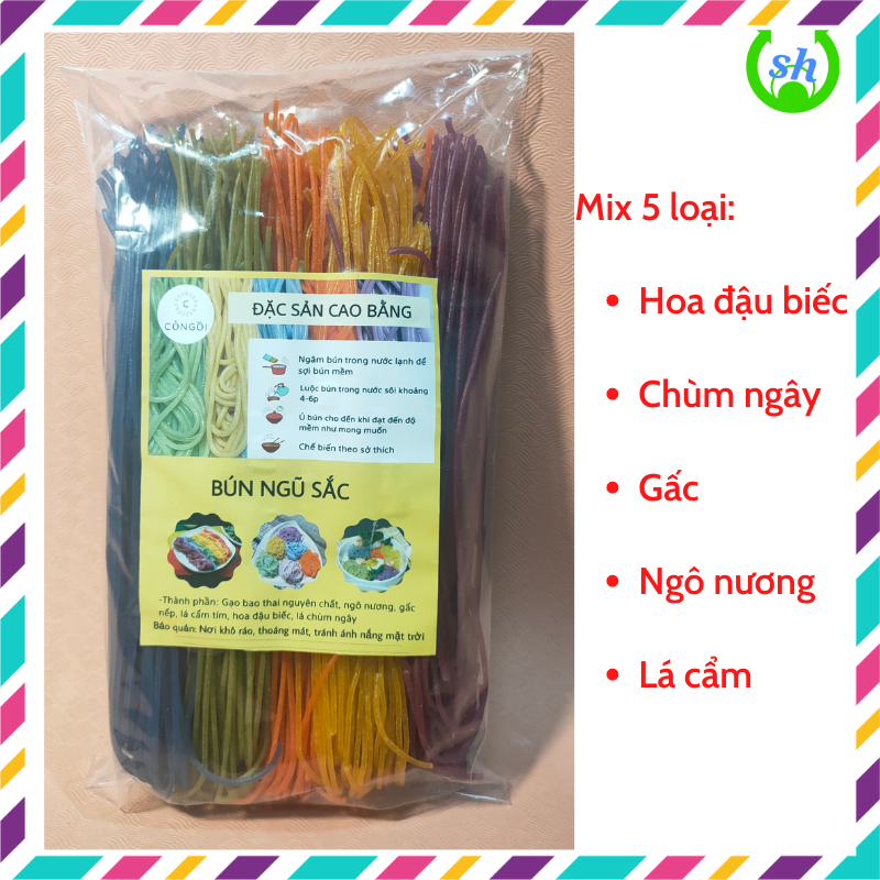 Bún gạo ngũ sắc Cao Bằng- bún rau củ - gói 500gr
