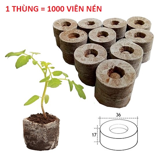 Combo 1 Thùng - 1000 Viên Nén Xơ Dừa Ươm Hạt Giống - Đã Qua Xử Lý Vi Sinh, Kích Nảy Mầm Và Kích Bén Rễ Tốt