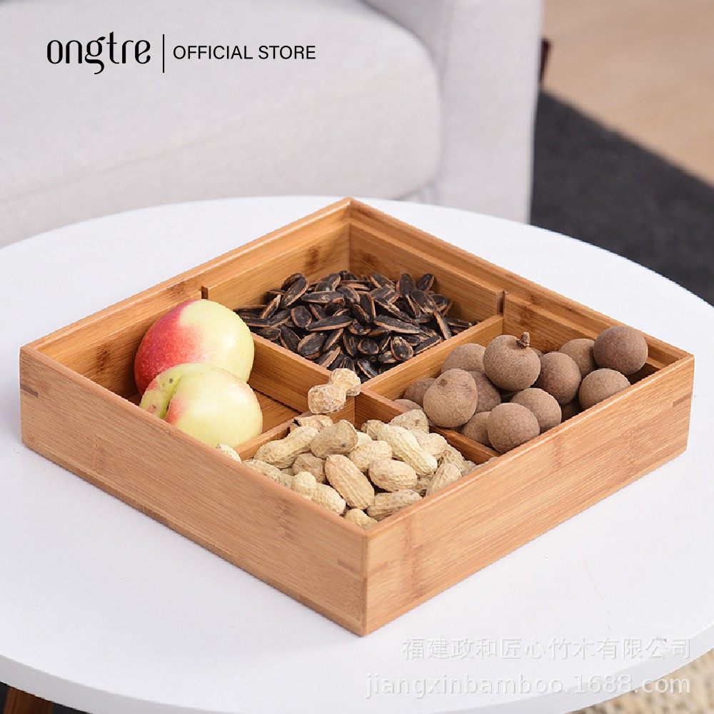 Hộp gỗ tre đựng mứt tết 24x24cm | ongtre®