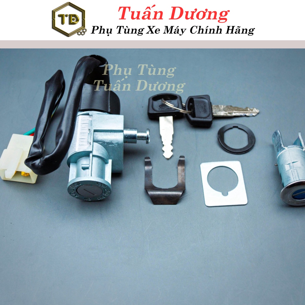 Ổ Khóa Dream Wave 2 Cạnh Chuẩn Zin Đủ Bộ [ Cao Cấp ] Ổ Khóa Điện Và Khóa Cốp (Kèm 2 Chìa Khóa) Dùng Cho Xe Dream Và Wave