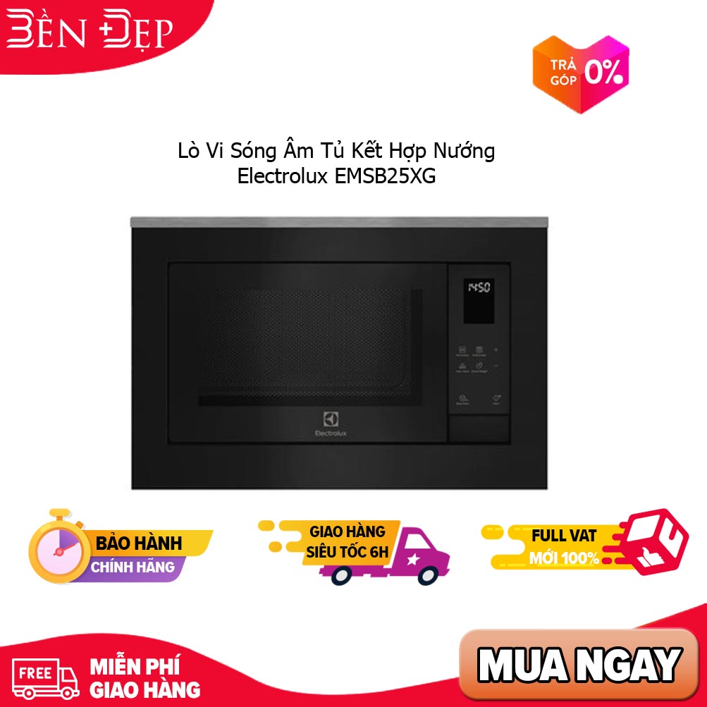 Lò vi sóng âm tủ 25l kết hợp nướng electrolux emsb25xg