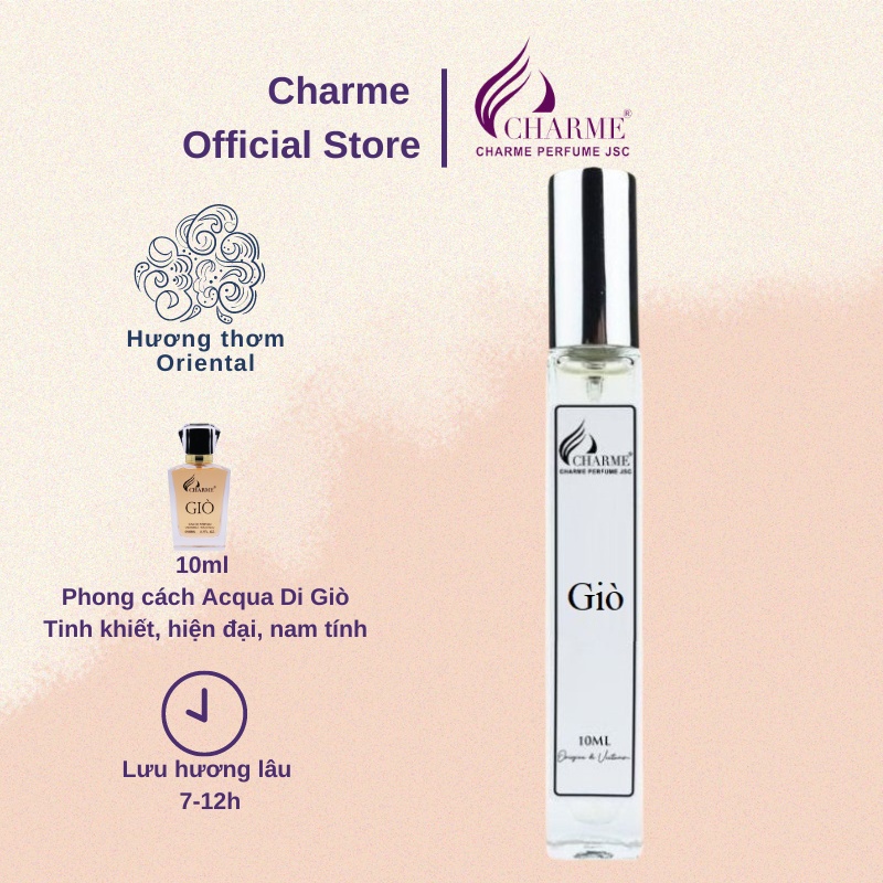 Nước hoa nam Charme Giò 10ml tinh khiết hiện đại nam tính