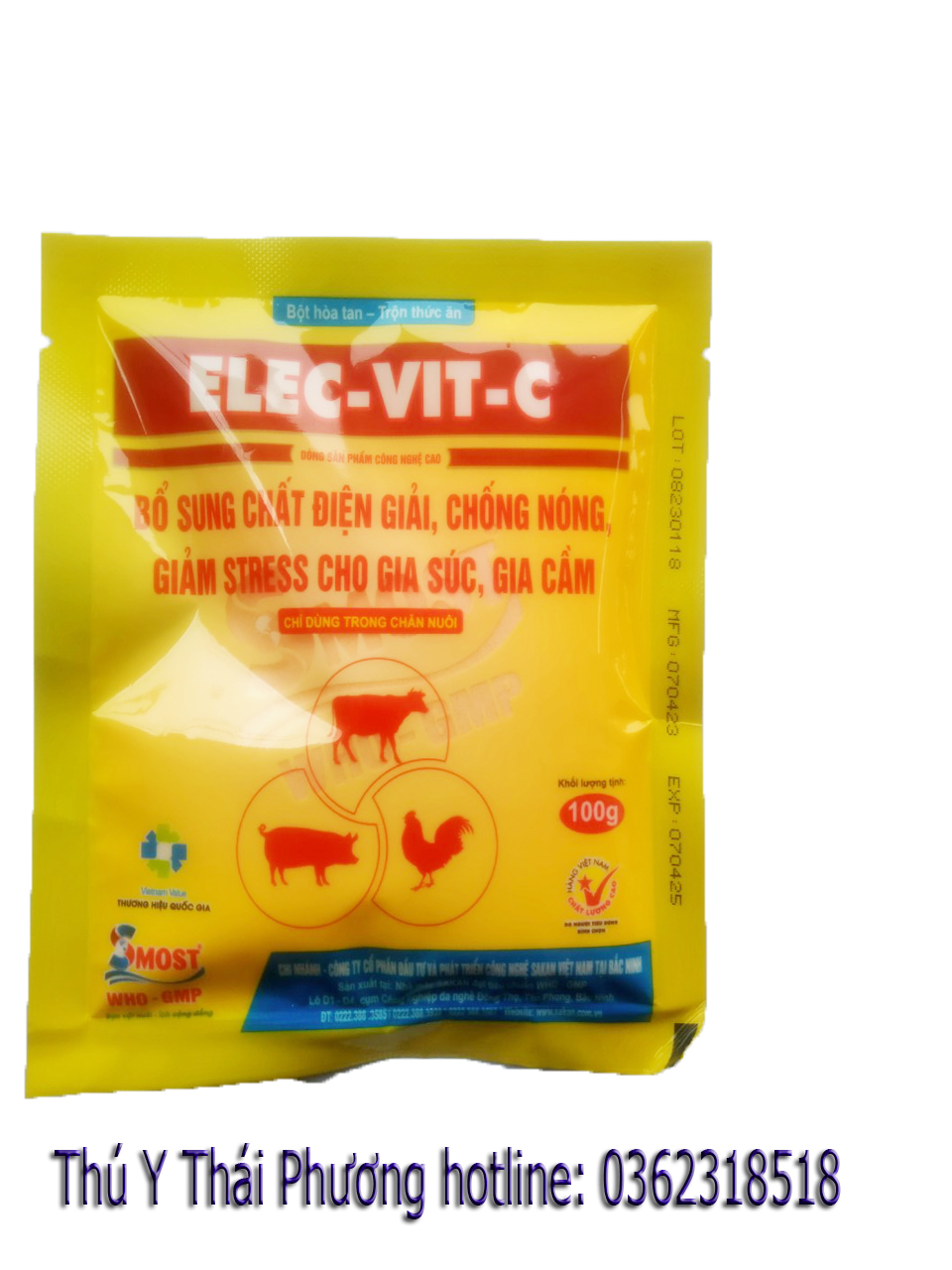 Elec vit C (Gói 100g, 1kg) ĐIỆN GIẢI GLUCO-K-C cung cấp chất điện giải, chống stress, giải nhiệt chống nắng nóng