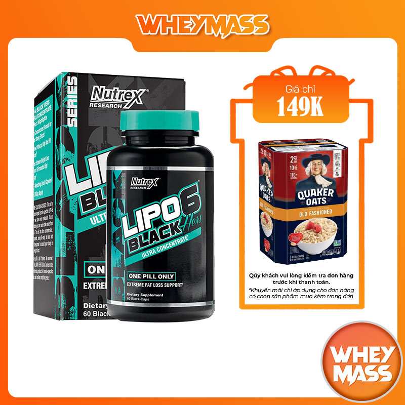 [HCM]Viên Uống Hỗ Trợ Đ ố t M ỡ Không Chất K í c h T h í c h Nutrex Research Lipo 6 Black Hers Ultra Concentrate 60 viên Từ Mỹ