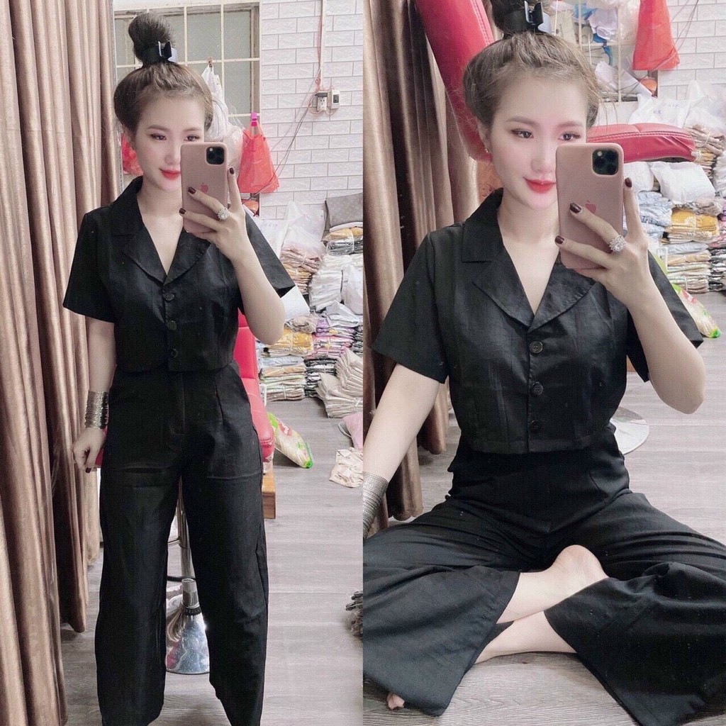 Sét đồ bộ áo fom ngắn kiểu giả vest DUTIEC4