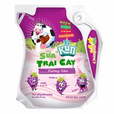 Sữa chua uống lif kun túi thần kỳ vị nho 110ml
