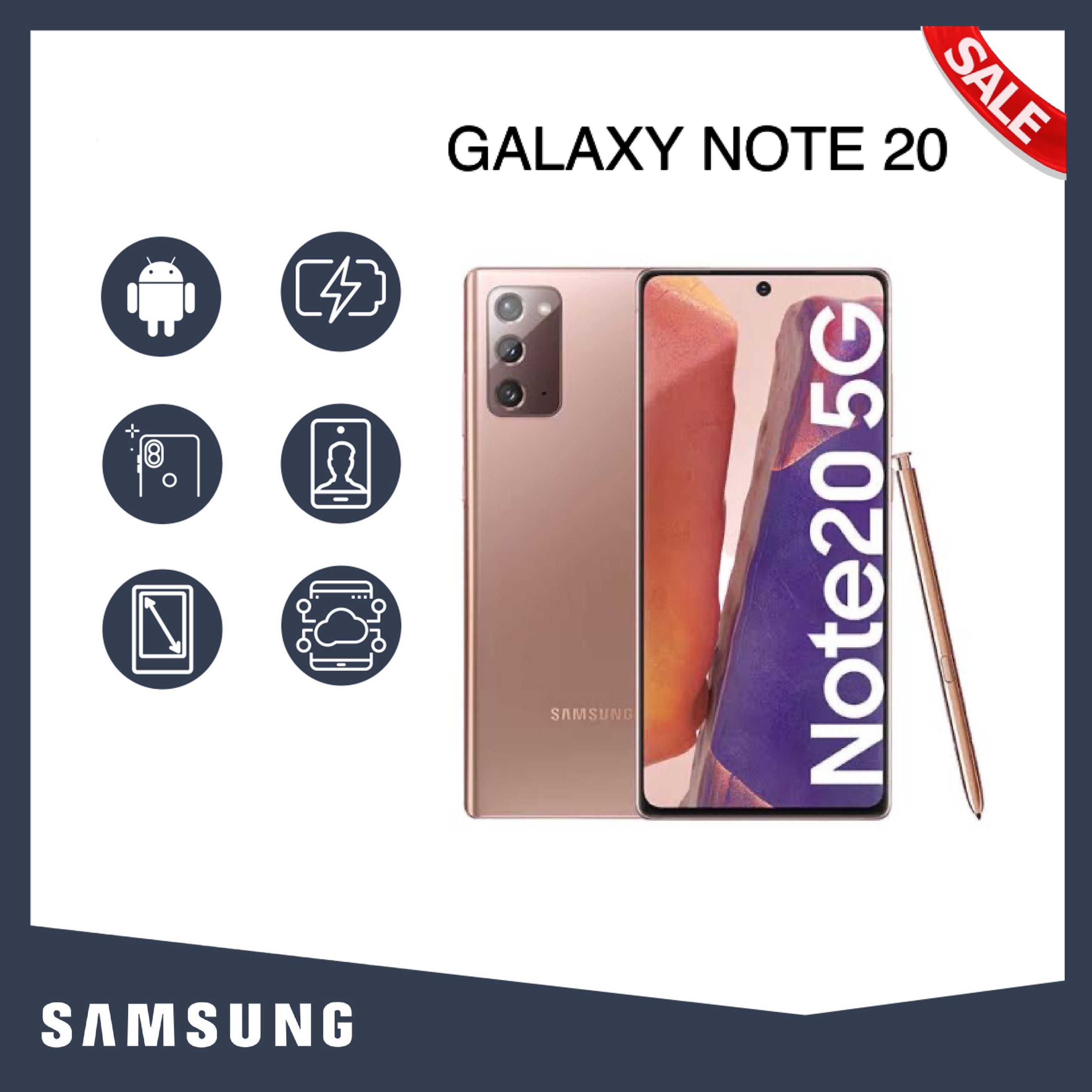 Điện thoại samsung galaxy note 20 5g mỹ 2 sim chính hãng 8/128gb qualcom snapdragon 865 , kèm sạc 25w , máy đảm bảo tại playmobile