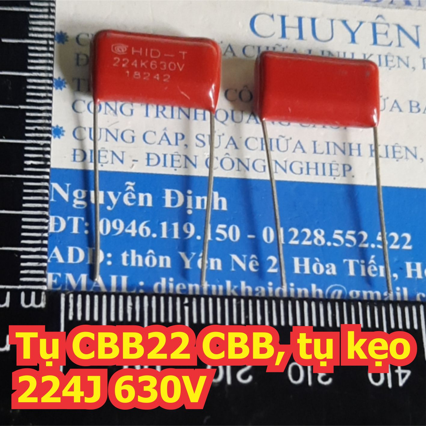 20 CON Tụ CBB22 CBB tụ kẹo nâu đỏ không phân cực 224J 630V 15mm kde1749
