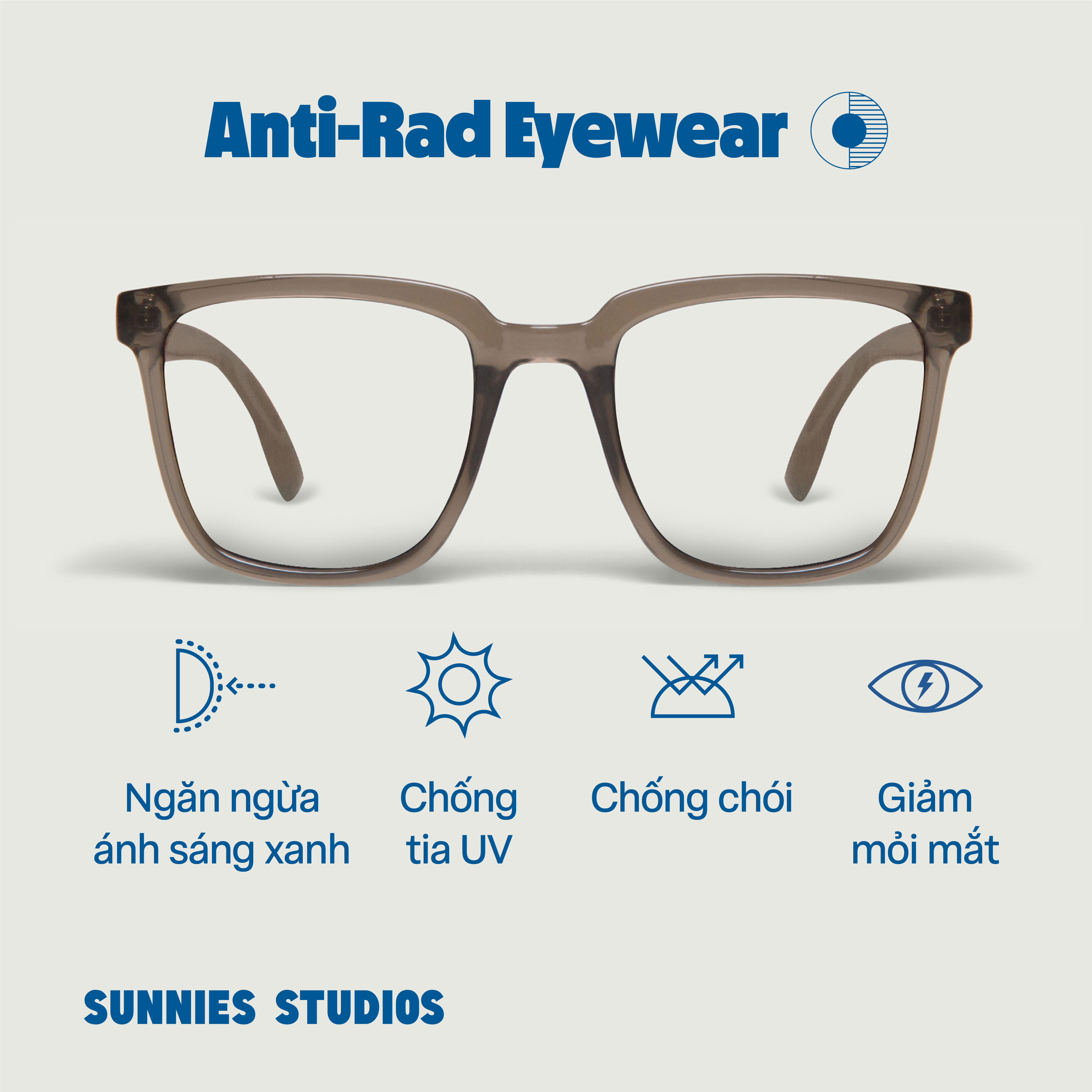 Kính Sunnies Studios Chống Ánh Sáng Xanh Gọng Vuông Nigel Caviar