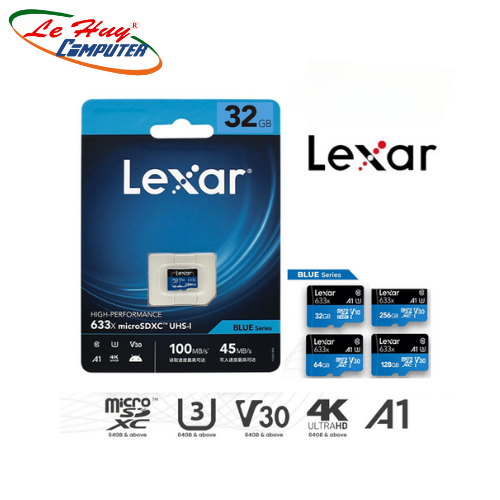 Thẻ nhớ microsdhc lexar 32gb class 10 u1 v10 a1 lsdmi32bb633a