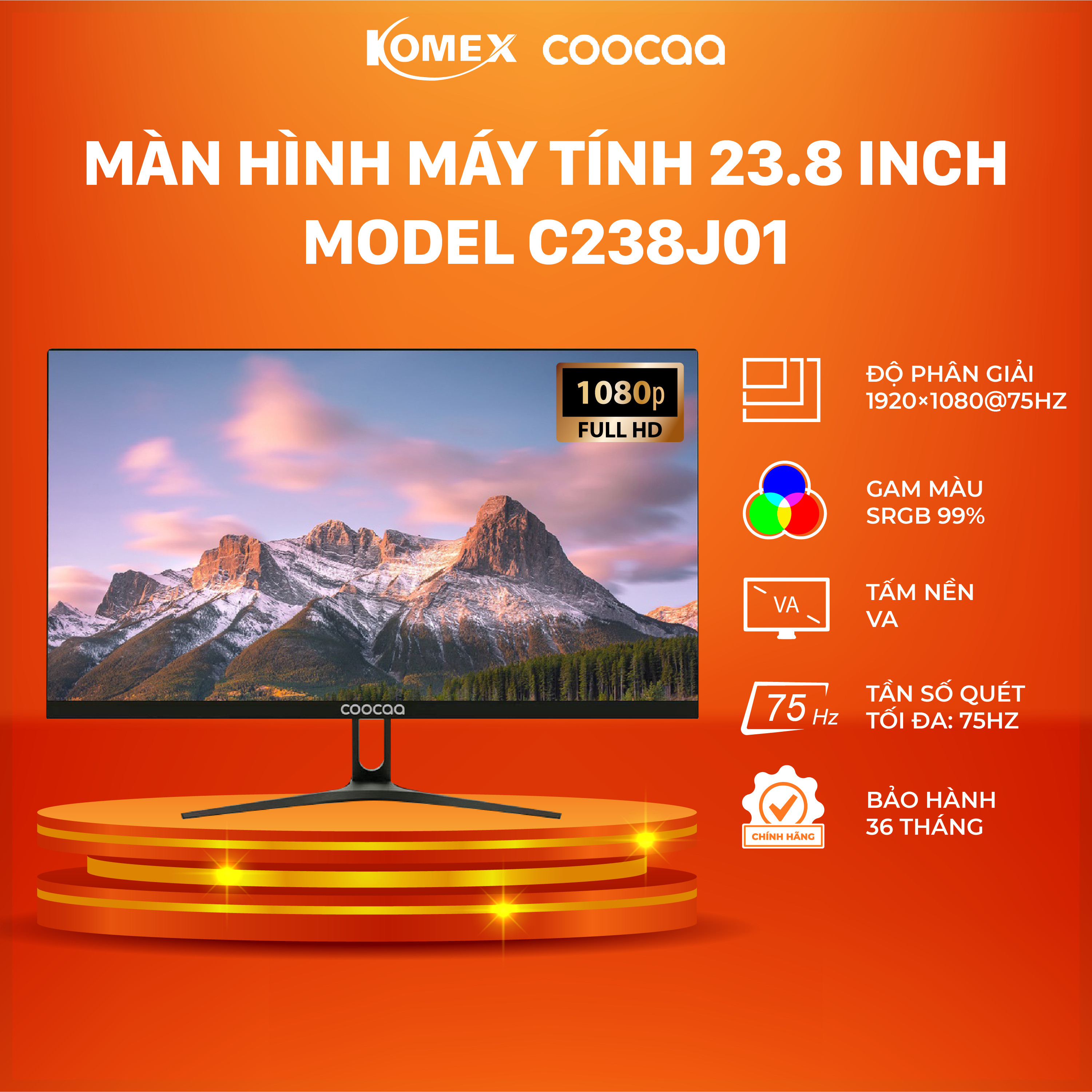 Màn hình máy tính Coocaa 23.8 inch C238J01 Full HD, Thời gian đáp ứng 10ms
