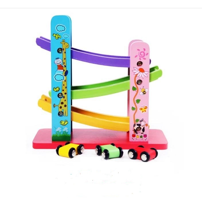 Đồ chơi cầu trượt gỗ ô tô ziczac cho bé - Kích thích phản xạ của bé Best Home
