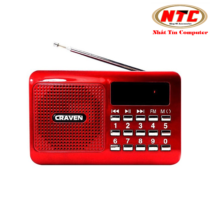Loa nghe nhạc Craven CR-16 / CR-26 có khe gắn USB/thẻ nhớ/Tai nghe (Đen Đỏ) Nhất Tín Computer