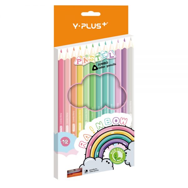 Hộp 12 24 bút chì màu YPLUS+ Rainbowl Pastel Jumbo thân to