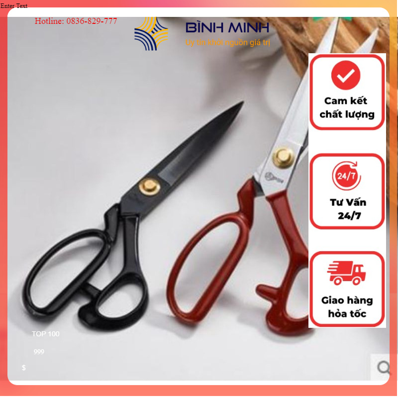 Kéo cắt vải pin đỏ , đen 10",11",12"
