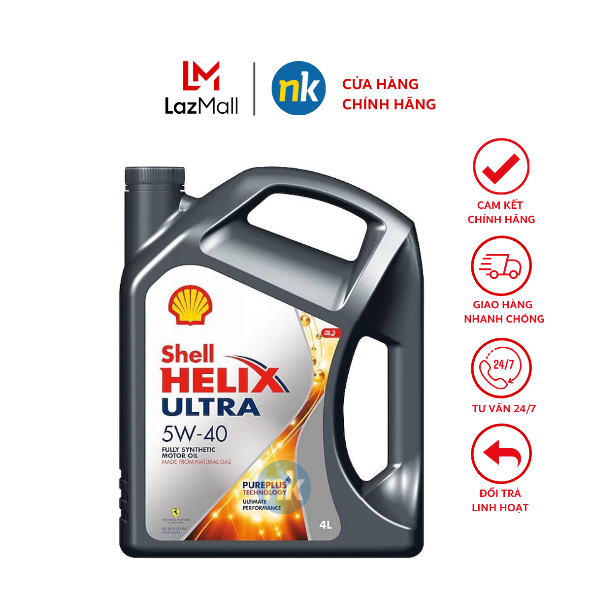 Nhớt tổng hợp 100% dành cho ô tô, xe máy nhập khẩu Shell Helix Ultra 5W40 4L - NHẬP KHẨU THÁI LAN, S